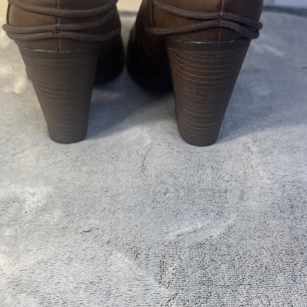Mossimo Supply Co. Dark Brown Knee High Boots - Lace Up Back Detail - Size 7 - Picture 6 of 10